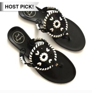 Jack Rogers Georgia Jelly Black and White Women's Thong Sandals Size 7